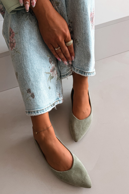 Flache Ballerinas aus künstlichem Wildleder in Grün Lelisa