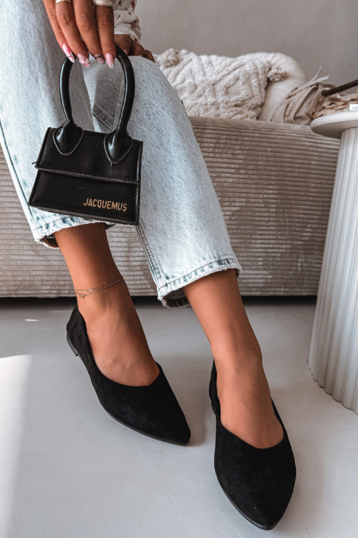 Flache Ballerinas aus künstlichem Wildleder in Schwarz Lelisa