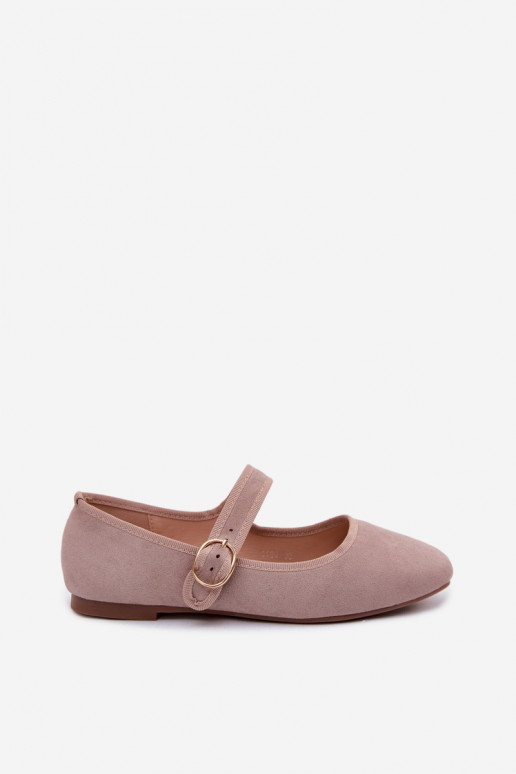 Ballerinas mit Riemchen und goldenen Accessoires mit Schnallen in Sandfarbe Kelisa
