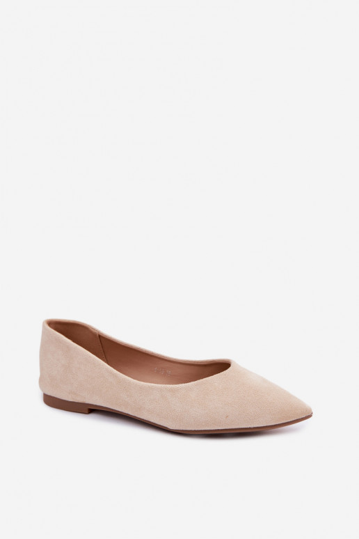 Flache Ballerinas aus künstlichem Wildleder in Sandfarbe Lelisa