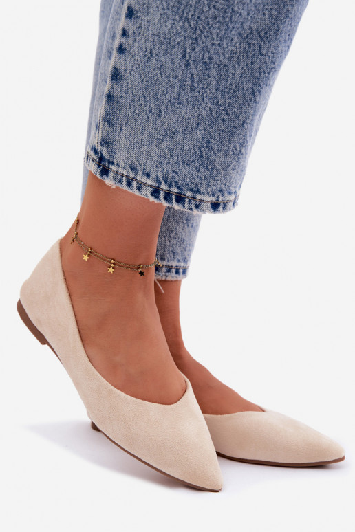 Flache Ballerinas aus künstlichem Wildleder in Sandfarbe Lelisa