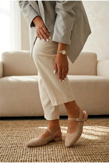  Sandalen Ballerinas Feminin mit Riemen elfenbeinfarbe Selrene 2