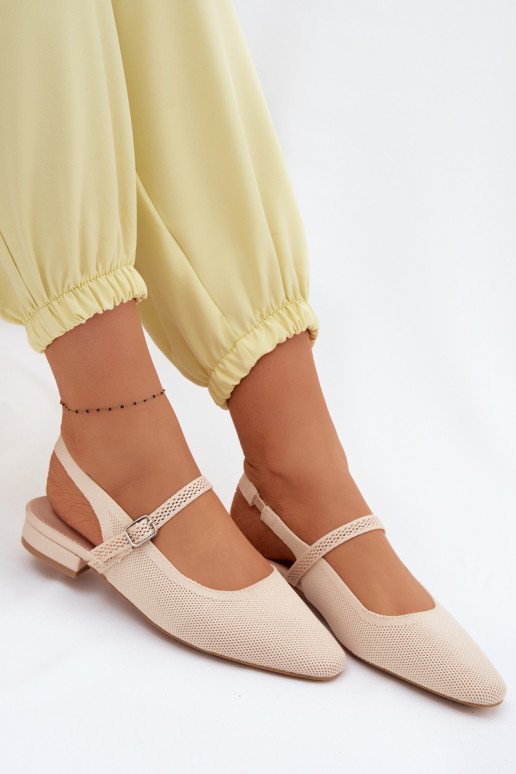  Sandalen Ballerinas Feminin mit Riemen elfenbeinfarbe Selrene