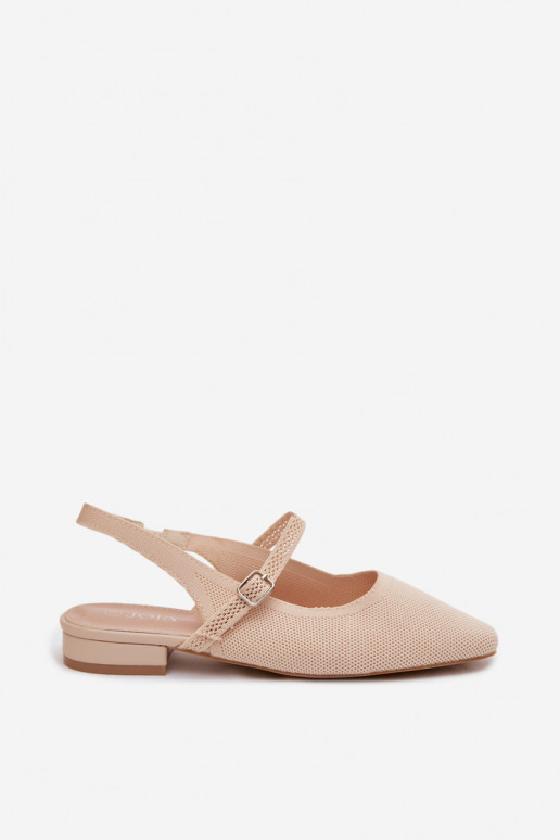 Elfenbeinfarbene Damen-Ballerina-Sandalen mit Riemen Selrene
