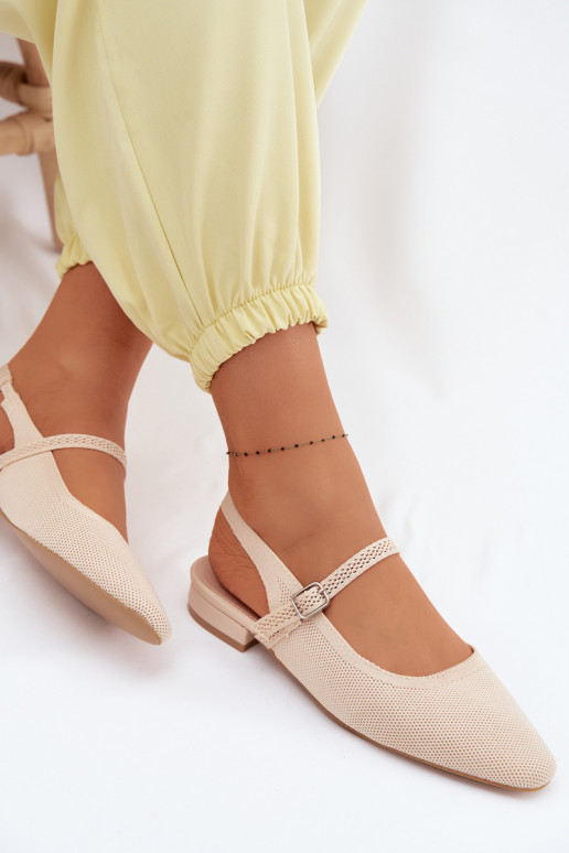  Sandalen Ballerinas Feminin mit Riemen elfenbeinfarbe Selrene