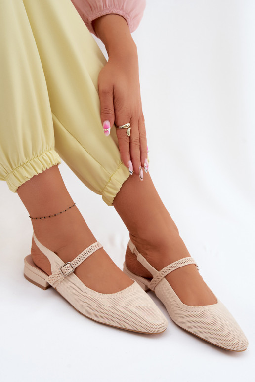  Sandalen Ballerinas Feminin mit Riemen elfenbeinfarbe Selrene