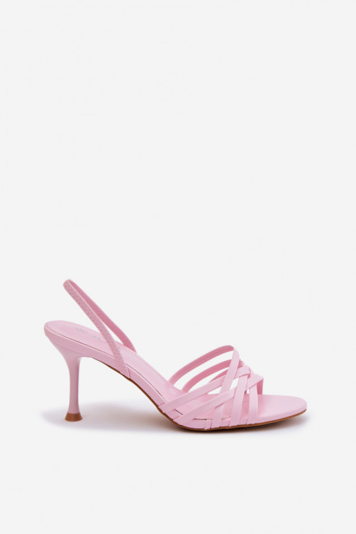 Rosa Sandalen mit dünnem Absatz und Riemen Velivelle