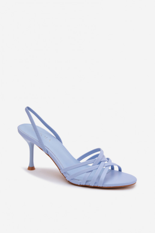 Blaue Sandalen mit dünnem Absatz und Riemen Velivelle