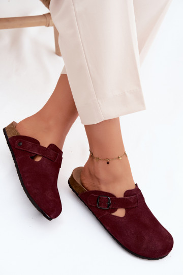 Haut INildlederpantoffeln Mule mit Schnallen Zazoo 1905 Dunkellila Farbe