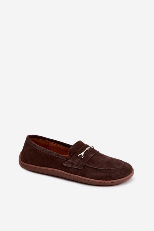 Ziegenveloursleder-Barefoot-Mokassins Zazoo 322, schokoladenfarbe