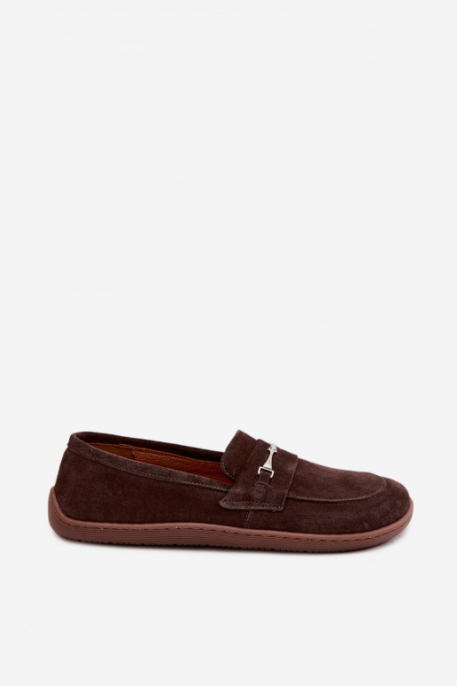 Ziegenveloursleder-Barefoot-Mokassins Zazoo 322, schokoladenfarbe