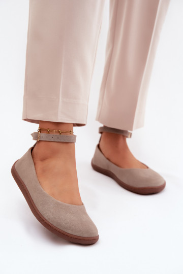 Ziegenveloursleder-Barefoot-Ballerinas Zazoo 020, cappuccino-farbe 2