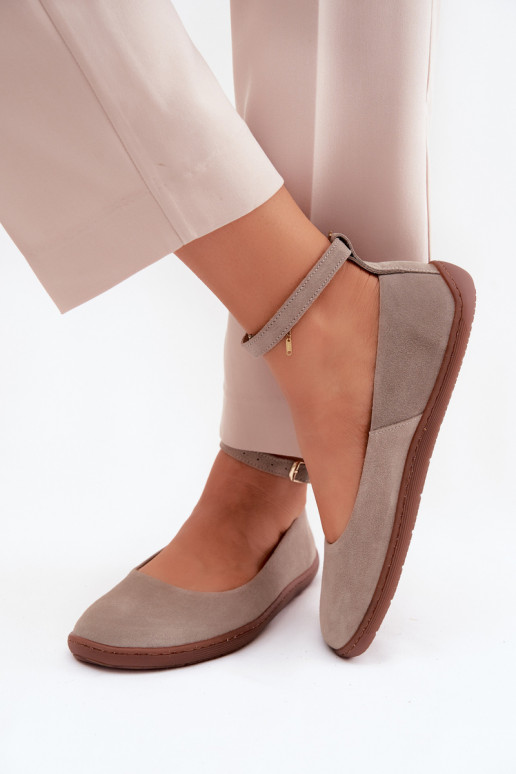 Ziegenveloursleder-Barefoot-Ballerinas Zazoo 020, cappuccino-farbe