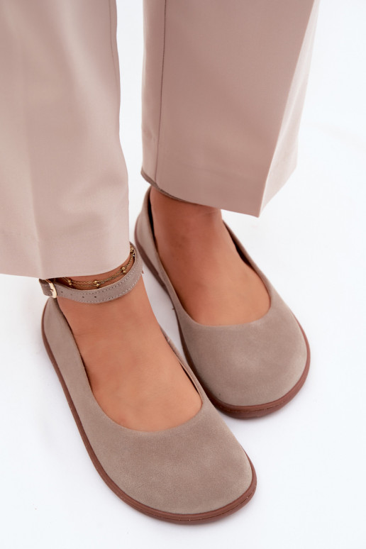 Ziegenveloursleder-Barefoot-Ballerinas Zazoo 020, cappuccino-farbe