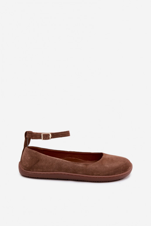 Ziegenveloursleder-Barefoot-Ballerinas Zazoo 020, braune Farbe