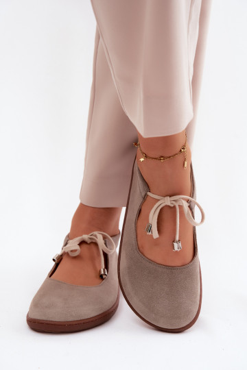 Haut Ballerinas aus INildleder Barefoot mit Riemen Zazoo 021 Cappuccino-Farbe 2