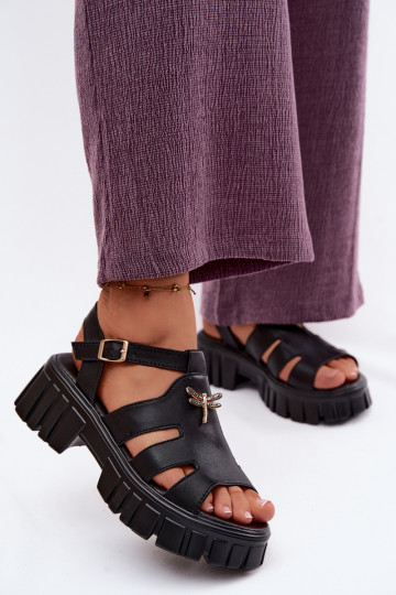 Damen-Platformsandalen mit Schnalle Vinceza 79627, schwarze Farbe 2