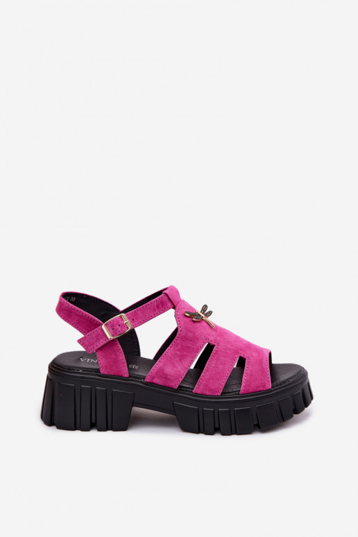 Haut INildledersandalen für Damen mit einer PlattformINażką Vinceza 79627 schZuarze Farbe