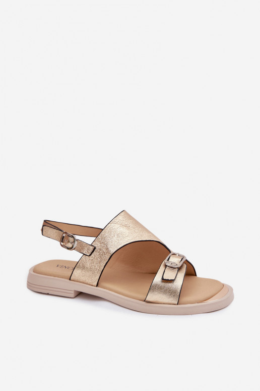 Damensandalen Feminin mit breiten Absätzen Vinceza 86434 goldene Farbe