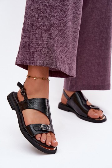 Schwarze Damen-Sandalen mit breitem Absatz Vinceza 86434 2