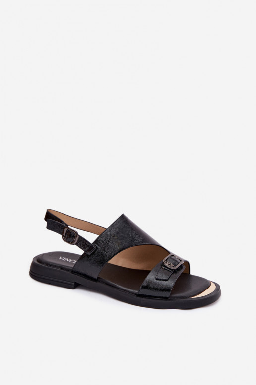Schwarze Damen-Sandalen mit breitem Absatz Vinceza 86434