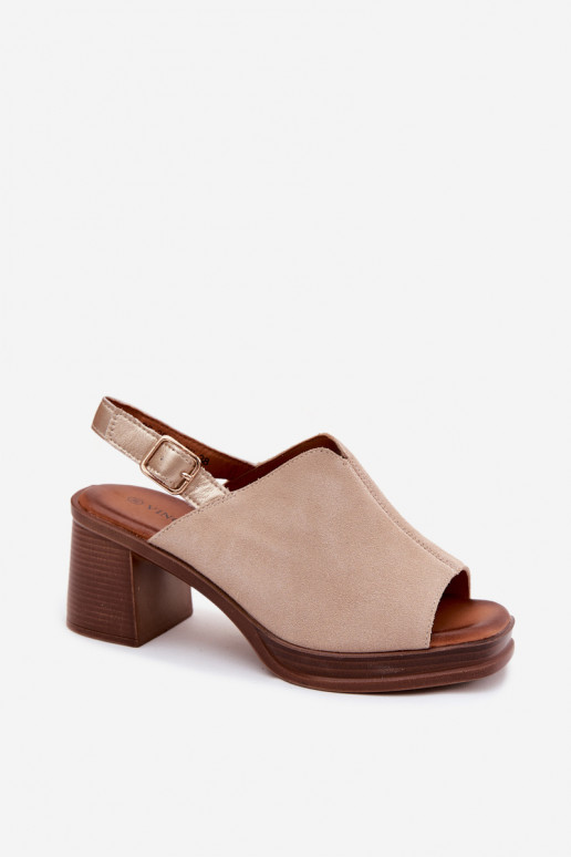 Leder elegante High Heels Vinceza 39995, sandfarben