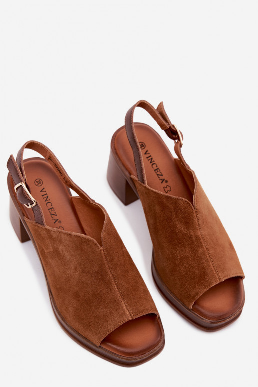 Braune Leder elegante High Heels Vinceza 39995