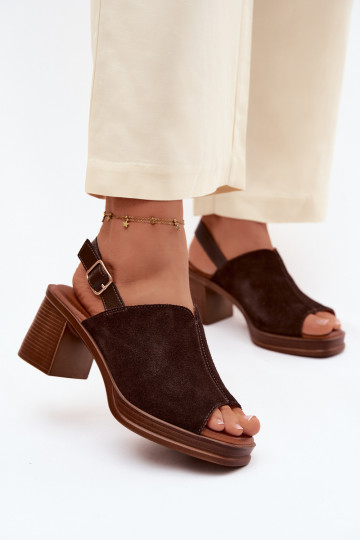 Dunkelbraune Leder elegante High Heels Vinceza 39995 2