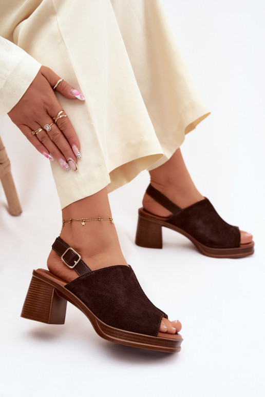 Dunkelbraune Leder elegante High Heels Vinceza 39995