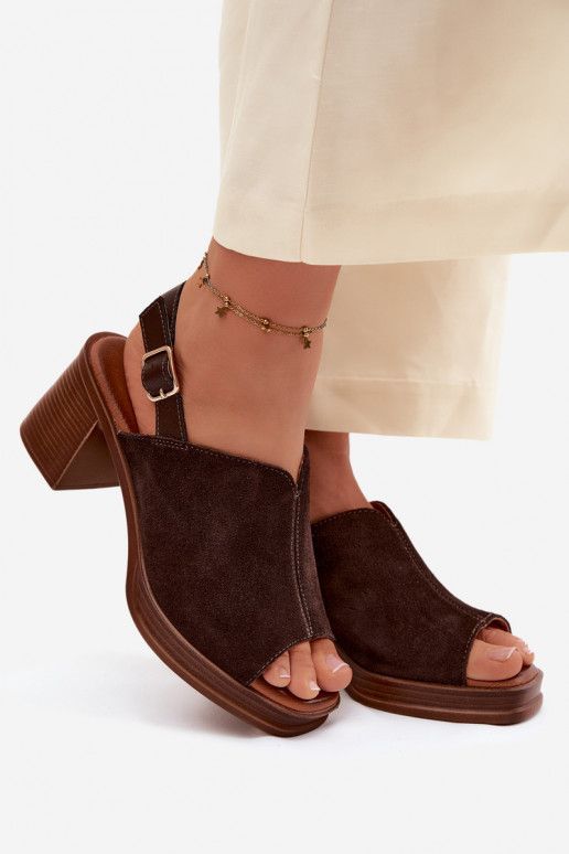 Dunkelbraune Leder elegante High Heels Vinceza 39995
