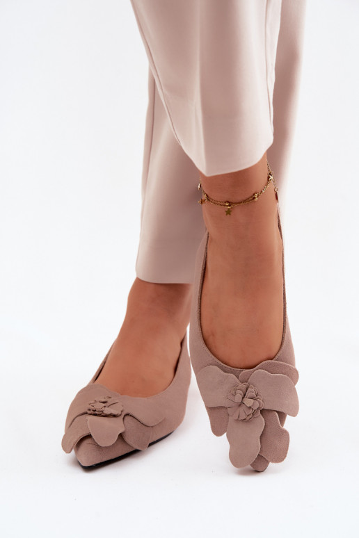 Leder-Platformsandalen mit breitem Absatz und Blume Vinceza 66951, sandfarben