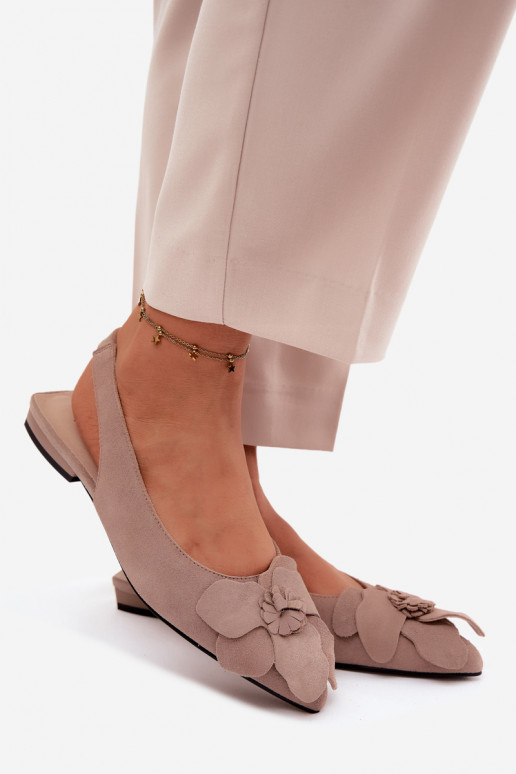 Leder-Platformsandalen mit breitem Absatz und Blume Vinceza 66951, sandfarben