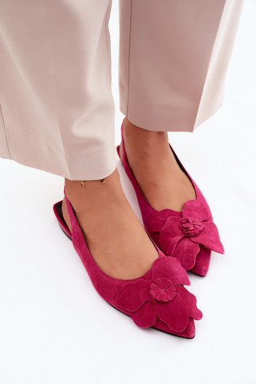 Rosa Leder-Platformsandalen mit breitem Absatz und Blume Vinceza 66951