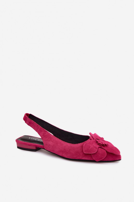 Rosa Leder-Platformsandalen mit breitem Absatz und Blume Vinceza 66951