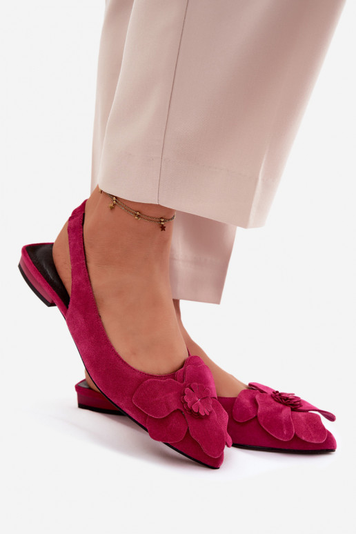 Rosa Leder-Platformsandalen mit breitem Absatz und Blume Vinceza 66951