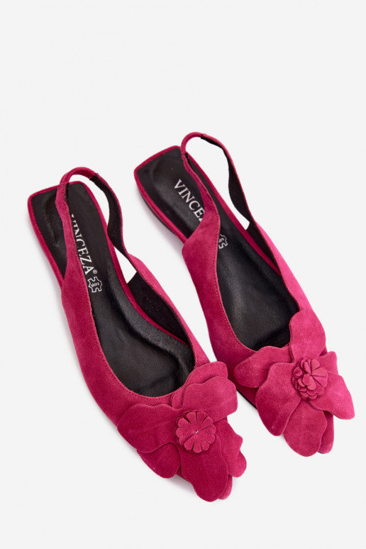 Rosa Leder-Platformsandalen mit breitem Absatz und Blume Vinceza 66951