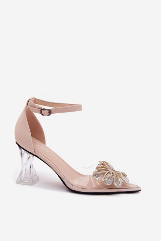 Leder-Schuhe mit Absatz und glänzender Dekoration Vinceza 62295