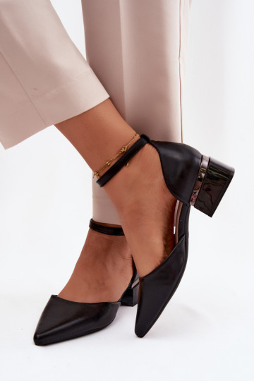 Schwarze Schuhe mit Absatz und Riemen Vinceza 62278 2