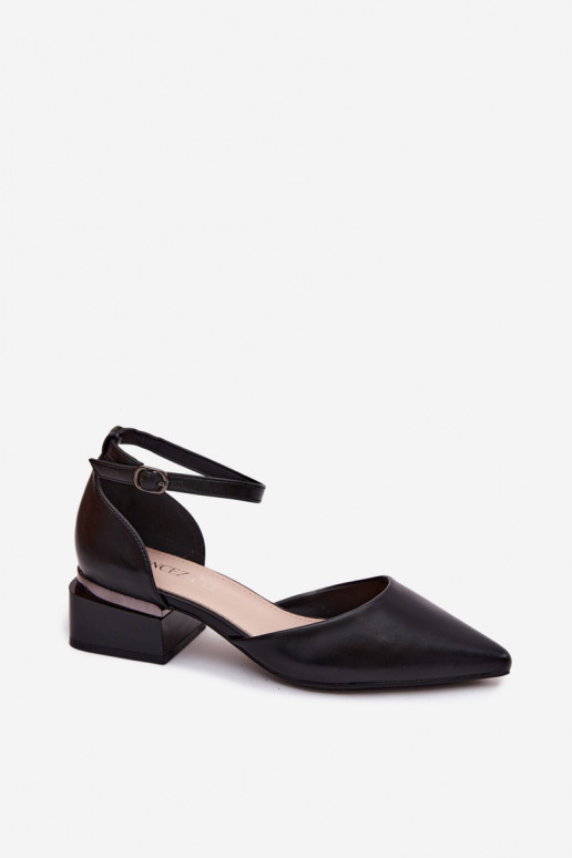 Schwarze Schuhe mit Absatz und Riemen Vinceza 62278