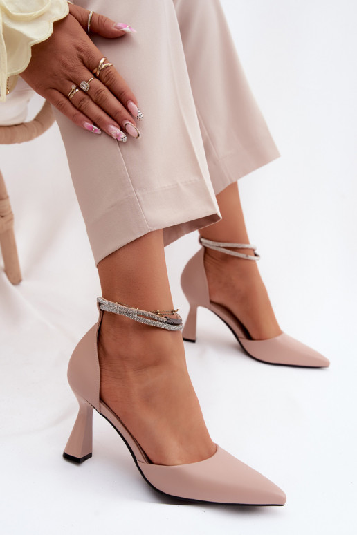 Schuhe mit AbsätzenBłyszczącym Streifenem Vinceza 62283 Beige