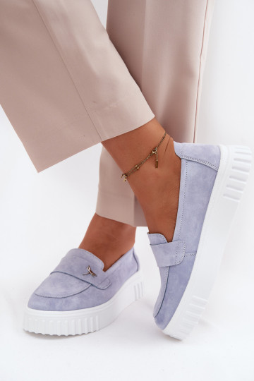 Haut aus INildleder Schuhe Feminin mit einer Plattform Ein überzeugendes Stilvollll Vinceza 93218 blaue Farbe 2