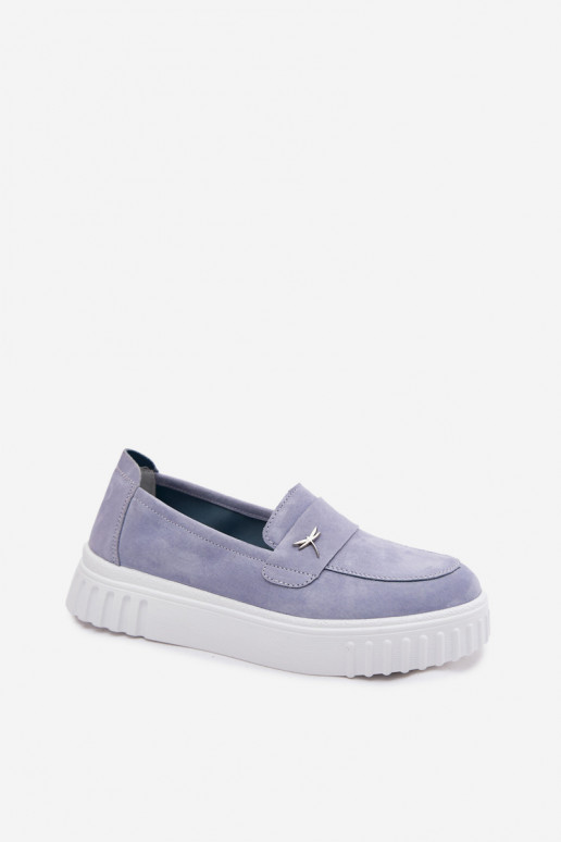 Haut aus INildleder Schuhe Feminin mit einer Plattform Ein überzeugendes Stilvollll Vinceza 93218 blaue Farbe