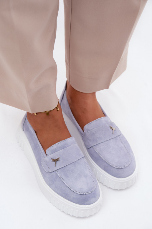 Damen-Plattformslipper aus Kunstveloursleder Vinceza 93218 in Blau