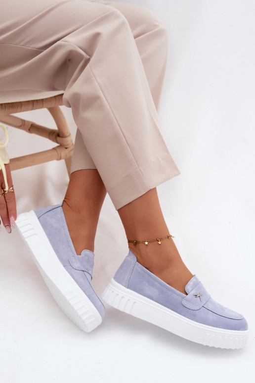 Damen-Plattformslipper aus Kunstveloursleder Vinceza 93218 in Blau