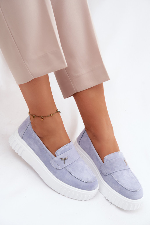 Damen-Plattformslipper aus Kunstveloursleder Vinceza 93218 in Blau