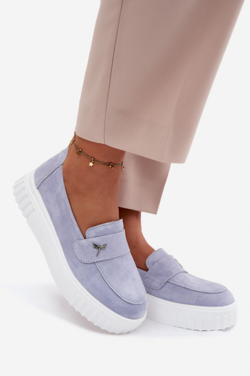 Haut aus INildleder Schuhe Feminin mit einer Plattform Ein überzeugendes Stilvollll Vinceza 93218 blaue Farbe