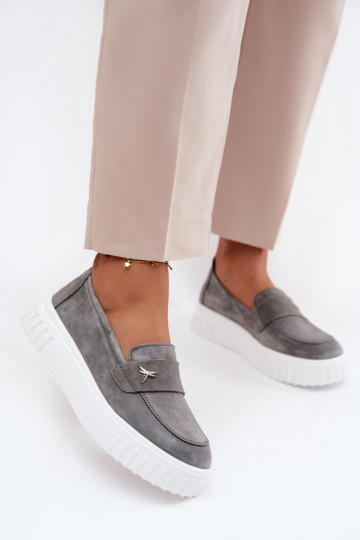 Damen-Plattformslipper aus Kunstveloursleder Vinceza 93218 in Grau 2