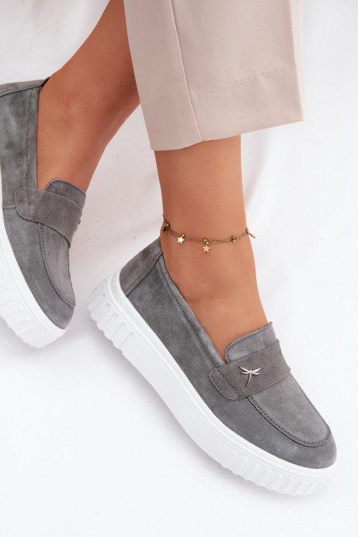 Haut aus INildleder Schuhe Feminin mit einer Plattform Ein überzeugendes Stilvollll Vinceza 93218 graue Farbe