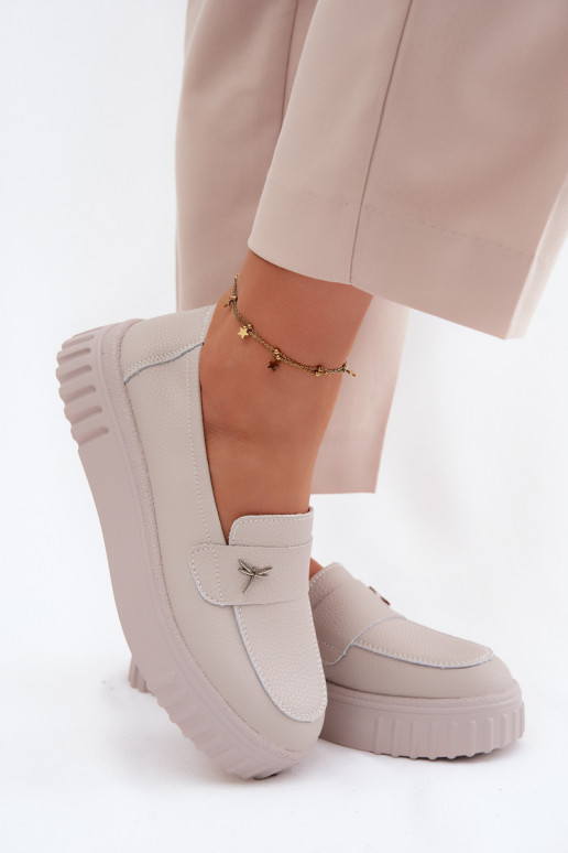 Haut Schuhe Feminin mit einer Plattform Ein überzeugendes Stilvollll Vinceza 93218 Beige