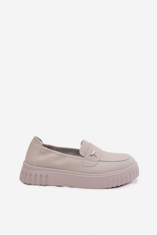 Damen-Leder-Plattformslipper Vinceza 93218 in Beige